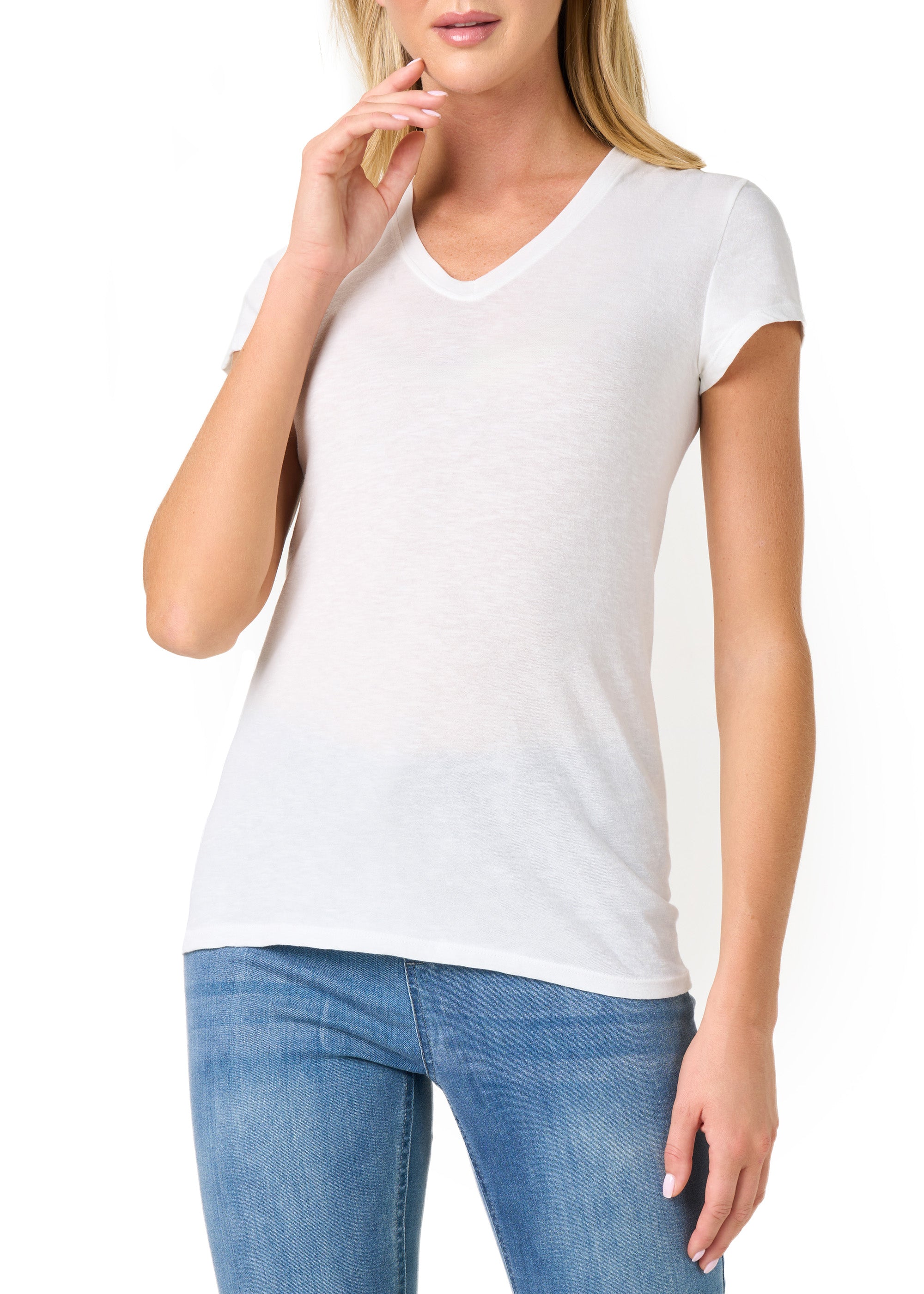 Uniquestyle Maglietta Donna Scollo A V Manica Corta - Taglia Loose, Colore Bianco (S)