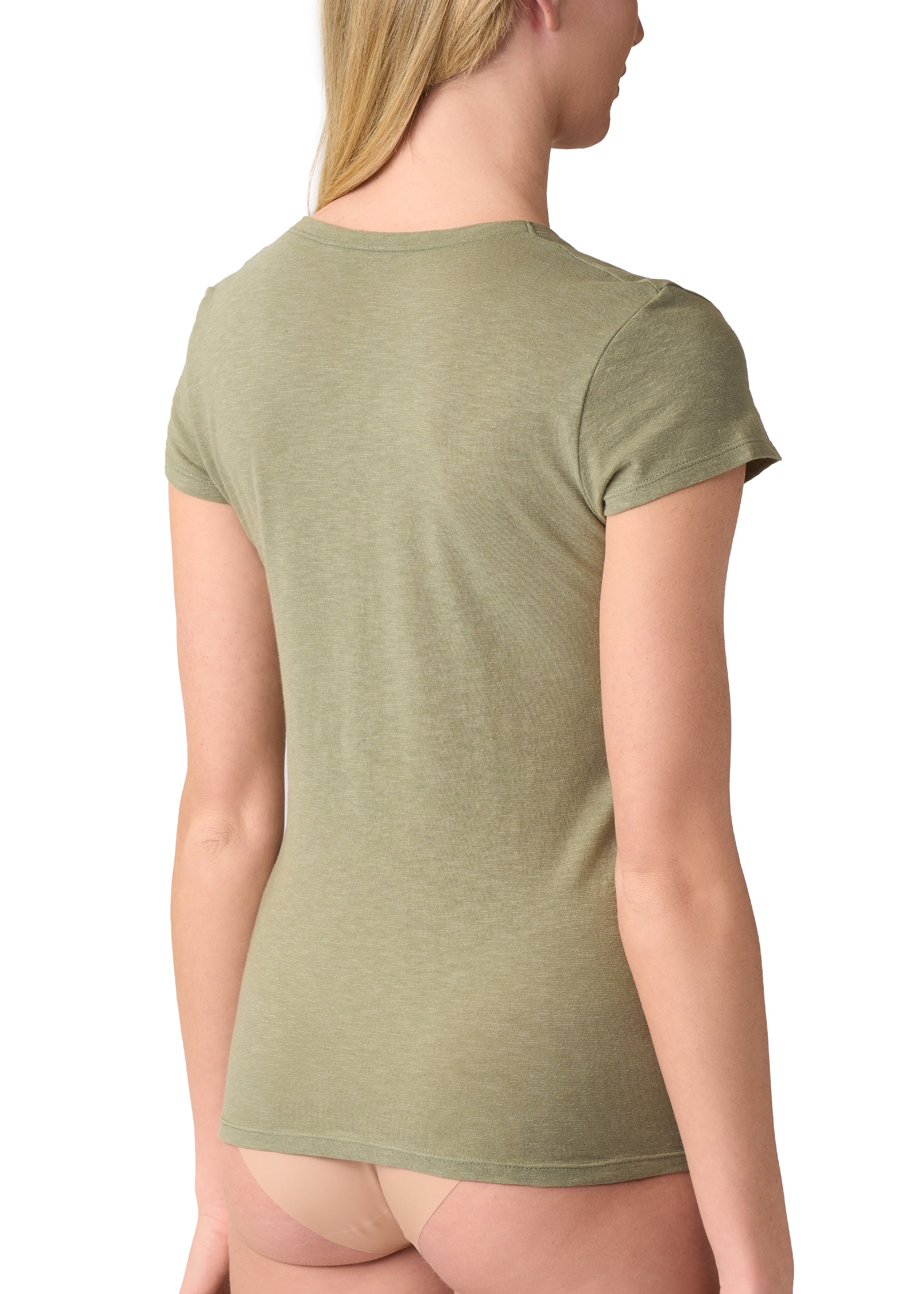 MAGLIA MANICA CORTA CON LINO SCOLLO A V