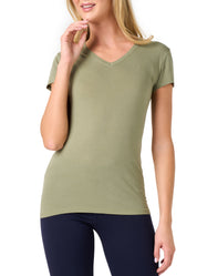MAGLIA MANICA CORTA CON SETA SCOLLO A V