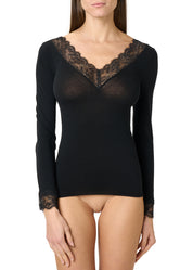 MAGLIA LIGHT CASHMERE SCOLLO "V" PIZZO