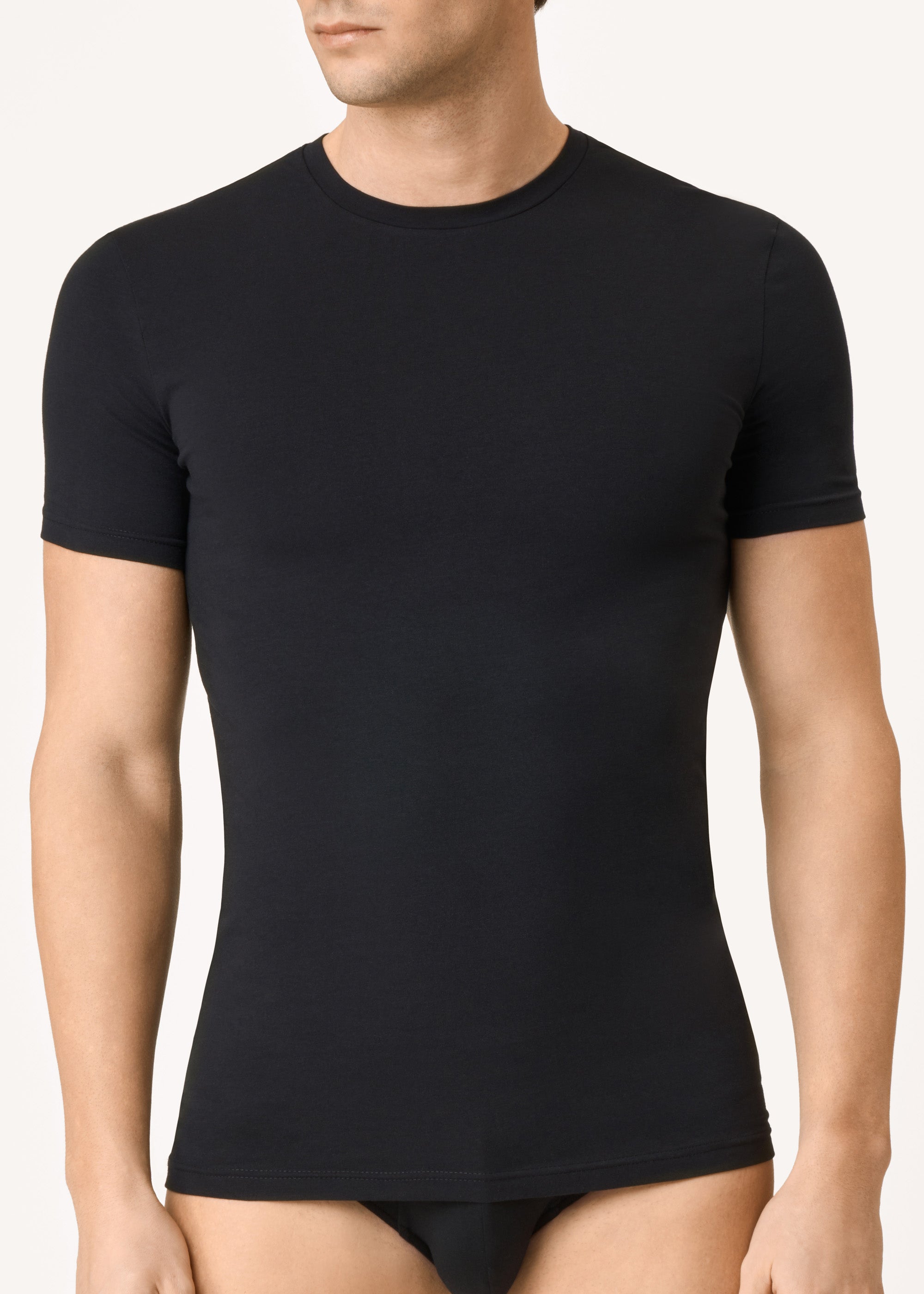 T-shirt girocollo a maniche corte da uomo in seta di gelso